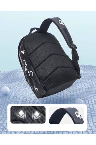 Ergonomikus Hátizsák Gyerekeknek, Futball Dizájnnal, Oxford Szövetből, Bonluo, Fekete-Fehér 40×29×19cm