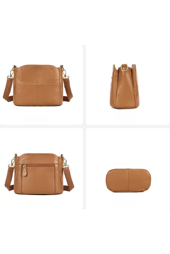 Barna valódi bőr Crossbody táska (18x24x13cm)