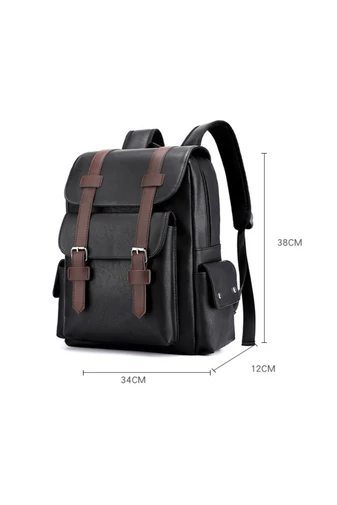 Férfi Hátizsák Műbőrböl laptop tárló rekesszel 15 &quot; laptophoz Fekete 38x34x12cm
