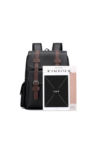 Férfi Hátizsák Műbőrböl laptop tárló rekesszel 15 &quot; laptophoz Fekete 38x34x12cm
