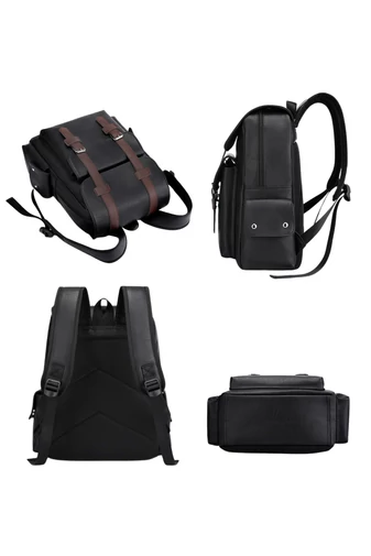 Férfi Hátizsák Műbőrböl laptop tárló rekesszel 15 &quot; laptophoz Fekete 38x34x12cm