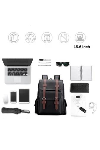 Férfi Hátizsák Műbőrböl laptop tárló rekesszel 15 &quot; laptophoz Fekete 38x34x12cm