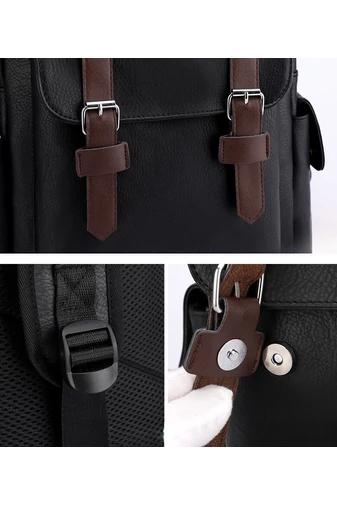 Férfi Hátizsák Műbőrböl laptop tárló rekesszel 15 &quot; laptophoz Fekete 38x34x12cm