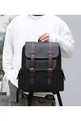 Férfi Hátizsák Műbőrböl laptop tárló rekesszel 15 &quot; laptophoz Fekete 38x34x12cm