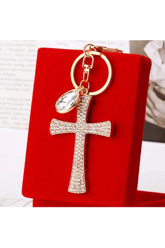 Breloc Elegant Bonluo Crucifix cu Cristale și Piatra Decorativă