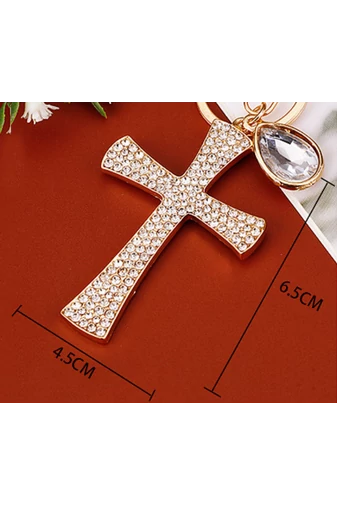 Breloc Elegant Bonluo Crucifix cu Cristale și Piatra Decorativă