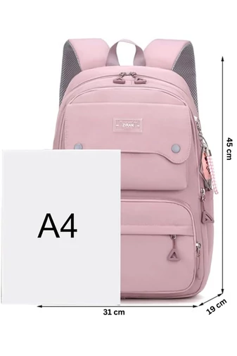 Ghiozdan Gri Bonluo Din Poliester Impermeabil Cu Breloc Atașat De Dimensiunea 45*31*19cm