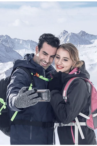 Mănuși Bonluo Unisex Din Material Croșestat Negru Cu Alb Mărimea L