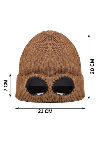 Căciulă De Iarnă Cu Ochelari Bonluo Albă Din Material Tricotat 