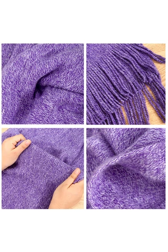 Set Căciulă, Fular Și Mănuși Pentru Dame Bonluo Violet Închis 