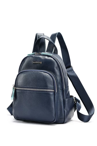Női Hátizsák Valódi bőrből Kék Mini 27*22*11cm