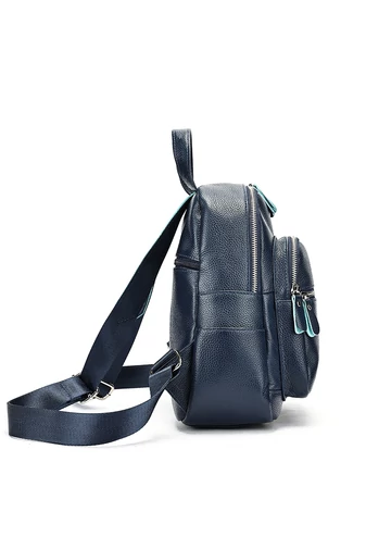 Női Hátizsák Valódi bőrből Kék Mini 27*22*11cm
