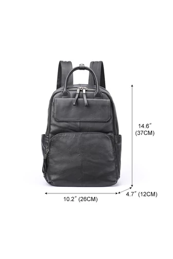 Valódi Bőr Hátizsák Unisex Fekete Bonluo 13,3 hüvelykes laptophoz 37*26*12 cm