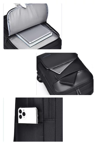 Szürke Bőröndhöz Rögzíthető Hátizsák USB tárolóhellyel, Több Zsebbel Wizz Air méretben (40x20x30cm)
