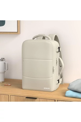 Többfunkciós Hátizsák Wizzair méret 40*30*20cm 15,6&quot; laptop számára Bézs Bonluo