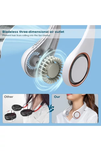 Hordozható Nyaki Ventilátor Ergonomikus kialakítással, 3 sebességfokozattal, Fehér