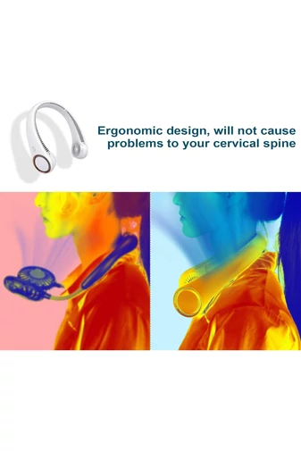Hordozható Nyaki Ventilátor Ergonomikus kialakítással, 3 sebességfokozattal, Fehér