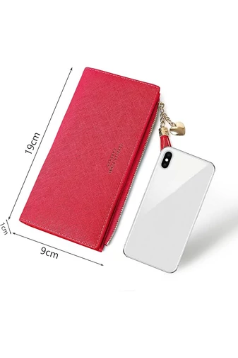 Női Pénztárca Elegáns 12 rekesszel Ökobőrböl Piros 19*9*1cm
