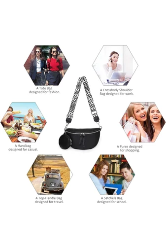  Crossbody Táska Valódi bőrböl kivehető pénztárcával Sokoldalú Bonluo Fekete 26*15*cm