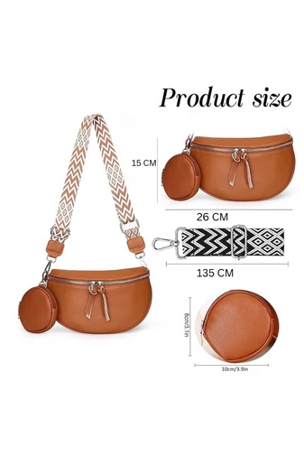  Crossbody Táska Valódi bőrböl kivehető pénztárcával Sokoldalú Bonluo Barna 26*15*cm