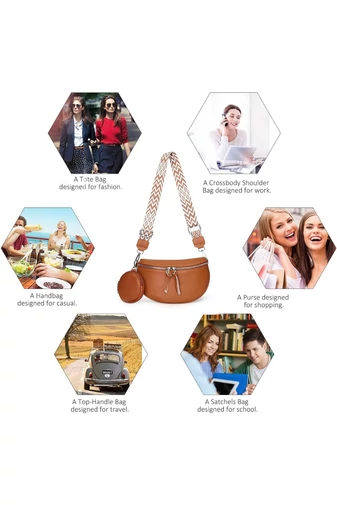  Crossbody Táska Valódi bőrböl kivehető pénztárcával Sokoldalú Bonluo Barna 26*15*cm