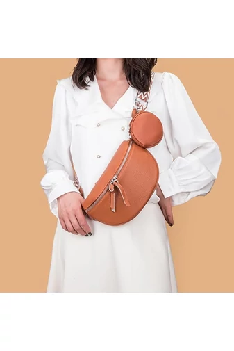  Crossbody Táska Valódi bőrböl kivehető pénztárcával Sokoldalú Bonluo Barna 26*15*cm