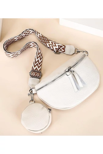  Crossbody Táska Valódi bőrböl kivehető pénztárcával Sokoldalú Bonluo Fehér 26*15*cm