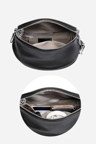 Crossbody táska Valódi bőrböl Bonluo Fekete 22*15*9cm