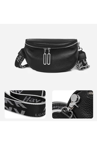 Crossbody táska Valódi bőrböl Bonluo Fekete 22*15*9cm