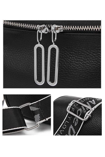 Crossbody táska Valódi bőrböl Bonluo Fekete 22*15*9cm