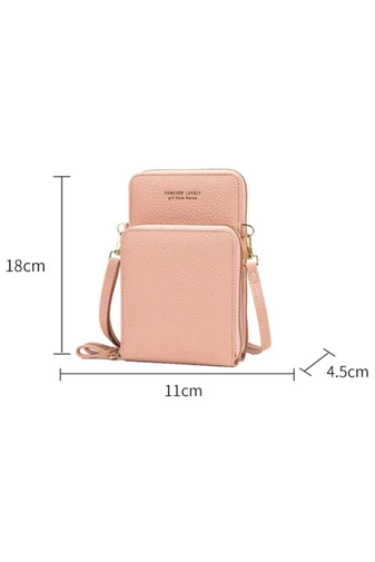 Crossbody Pénztárca Táska Ökobőrböl Rózsaszín Bonluo érintőképernyővel 18*11*4,5 cm