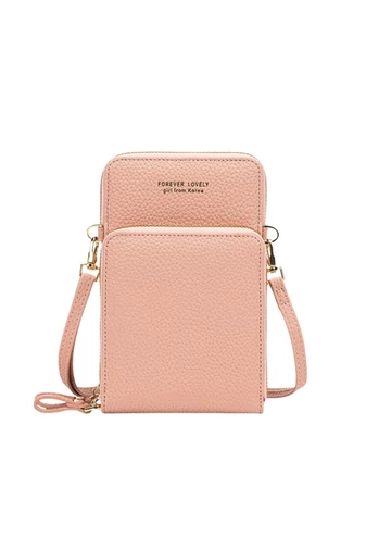 Crossbody Pénztárca Táska Ökobőrböl Rózsaszín Bonluo érintőképernyővel 18*11*4,5 cm