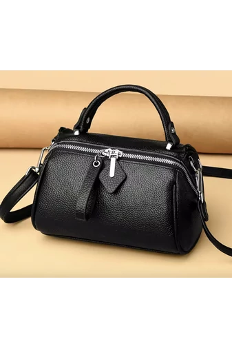 Női Kézitáska Valódi bőrböl Bonluo kompakt és elegáns modell Fekete 21*14*12cm