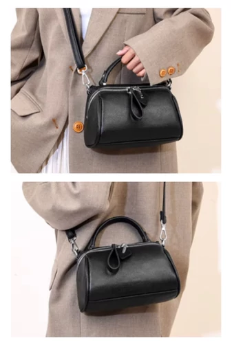 Női Kézitáska Valódi bőrböl Bonluo kompakt és elegáns modell Fekete 21*14*12cm
