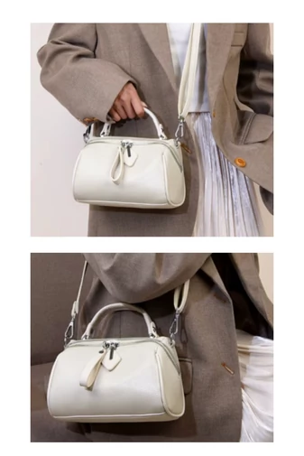 Női Kézitáska Valódi bőrböl Bonluo kompakt és elegáns modell Fehér 21*14*12cm