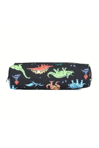 Iskolai Hátizsák Szett Gyerekeknek, Dinoszaurusz Mintával, Tolltartóval, Fekete (2 darabos készlet)