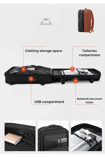 Arctic Hunter Rucsac Albastru Închis 2în1 Business Și Călătorii, Cu Parte Detașabilă, Dimensiunea 45*30*22 cm