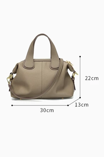 Multifunkciós Kézitáska Valódi Bőrből, Elegáns, Bonluo, Khaki 22×30×13cm