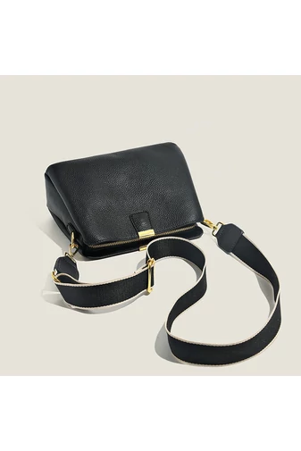 Válltáska/Crossbody táska 2az1-ben, Valódi Bőrből, Kompakt, Elegáns, Bonluo, Fekete 18×25×11cm