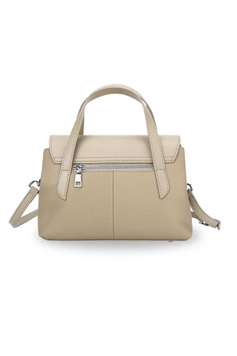 Kézitáska/Crossbody Táska 2az1ben, Valódi Bőrből, Elegáns, Kompakt, Bézs 17×25×11cm