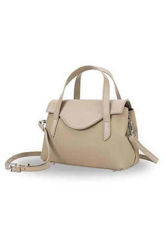 Kézitáska/Crossbody Táska 2az1ben, Valódi Bőrből, Elegáns, Kompakt, Bézs 17×25×11cm