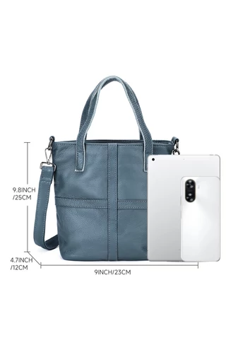 Kézitáska/Crossbody táska 2az1ben, Valódi bőrből, Multifunkciós, Kék 25×23×12cm