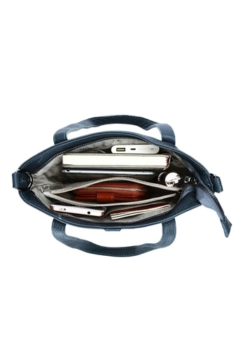 Kézitáska/Crossbody táska 2az1ben, Valódi bőrből, Multifunkciós, Kék 25×23×12cm