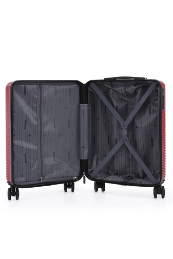 Kabinbőrönd Wizzair, Keményfalú Kialakítással, Levehető Kerekekkel, Bonluo,Bordó Piros 55×40×20cm