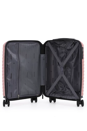 Kabinbőrönd Wizzair, Keményfalú Polipropilén Anyagból, Levehető Kerekekkel, Bonluo, Rosegold, 55×35×22cm 