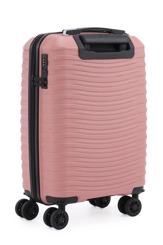 Kabinbőrönd Wizzair, Keményfalú Polipropilén Anyagból, Levehető Kerekekkel, Bonluo, Rosegold, 55×35×22cm 