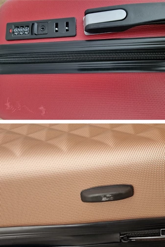 Szépséghibás Kabinbőrönd Keményfalú Kézipoggyász Wizz Air Méretben Bonluo Rosegold 55X35X22cm Levehető kerekekkel 