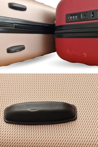 Szépséghibás Kabinbőrönd Keményfalú Kézipoggyász Wizz Air Méretben Bonluo Rosegold 55X35X22cm Levehető kerekekkel 