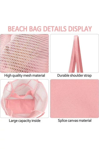 Hálós Strandtáska Oxford szövetből, összecsukható könnyű, nagy kapacitású Barna 37*35*14cm Bonluo