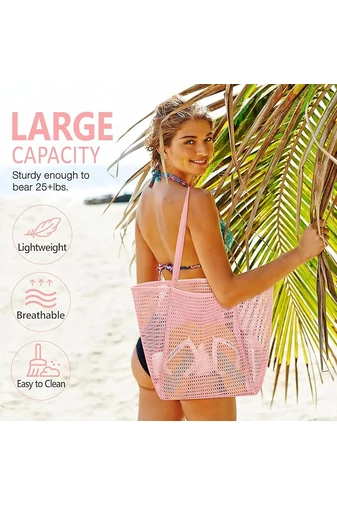 Hálós Strandtáska Oxford szövetből, összecsukható könnyű, nagy kapacitású Barna 37*35*14cm Bonluo